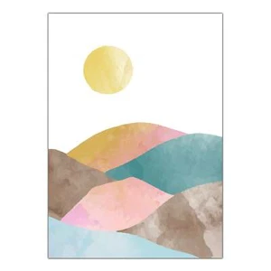 Canvas Canvas Canvas Frame Poster - Abstract Landscape Watercolor Painted A0014-D006 - Picture 1 of 19