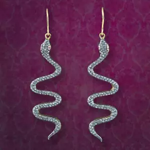 SNAKE DIAMOND RUBY EARRINGS 18CT GOLD SILVER - Picture 1 of 7