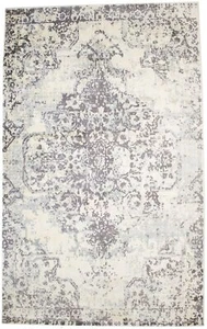 Distressed Brown & Cream Floral 5X8 Muted Hand-Loomed Modern Rug Wool Carpet - Picture 1 of 11