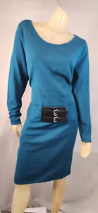 ANA Teal Round Neck Long Sleeve Knit Sweater Dress w Belt XL XLARGE Womens NEW - Picture 1 of 7