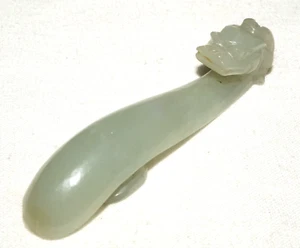 Antique Chinese Grey Green Nephrite Jade Dragon Belt Hook (UVi)#7 - Picture 1 of 14