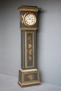 Antique hand painted longcase clock Gustavian gilt GRANDFATHER CLOCK 1820’s - Picture 1 of 13