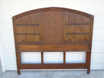 Cabecero de bambú tamaño queen costero tropical ratán Indias Orientales Occidentales surf Hawaii Foto 1 de 4