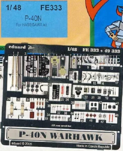 Eduard P-40N Warhawk Interior Cockpit Kit Etched Parts 1:48 for Hasegawa 40 N - Bild 1 von 2