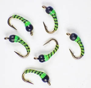 Zebra Midge Tungsteno Ninfas Caddis Verde - Lote Premium Trucha Pesca Mosca Moscas - Imagen 1 de 24
