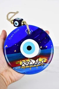 Evil Eye Opera House Themed Hand Painted Large Glass Wall Hanging - Picture 1 of 8