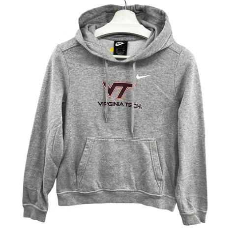 Virginia Tech Hokies Hoodie Adult Small Pullover Gray Spellout Gray Sweatshirt Cover