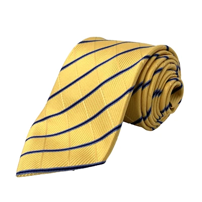 Corbata de seda STAFFORD Performance Repp para hombre 3,5" x 57" amarillo azul a rayas Foto 1 de 4