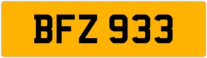 BFZ 933 B 3x3 DATELESS PRIVATE NUMBER PLATE BEC BEK BRY BEN BOB BAZ BIL BAS BON - Picture 1 of 1