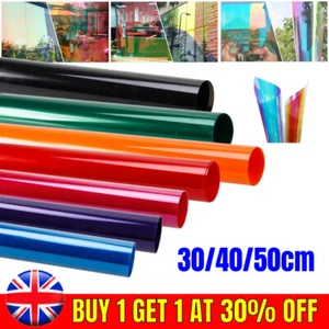 Transparent Colourful Window Film Stain Glass Tint Self Adhesive Decor Roll DIY - Picture 1 of 28