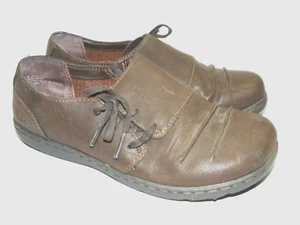 BORN BOC Women Size 6 M Brown Leather Comfort Shoes Slip On Side Lace Up Shoes - Picture 1 of 11