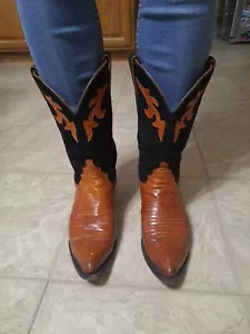 Justin Original Lizard 8.5B Damen-Cowboystiefel cognacfarben hergestellt in den USA Y1623 - Bild 1 von 18
