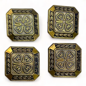4H Club Achievement Pin Lot of 4 Gold Tone Lapel Third Fourth Fifth Sixth - Picture 1 of 4