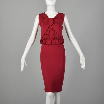 Vestido S Giambattista Valli Magenta Elástico Tejido Volantes Frontal Rosa Corte Lápiz De Colección Foto 1 de 4