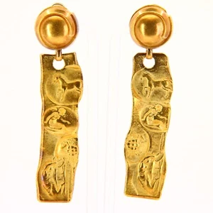 Vintage 18ct Barry Kieselstein-Cord Mythology Earrings– Heavy Solid Gold Clip-On - Picture 1 of 12