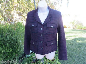 CHAQUETA SAUCE Y ARCILLA Blazer Traje Carrera Corto Tejido Borde Crudo GRANDE NUEVO - Imagen 1 de 6