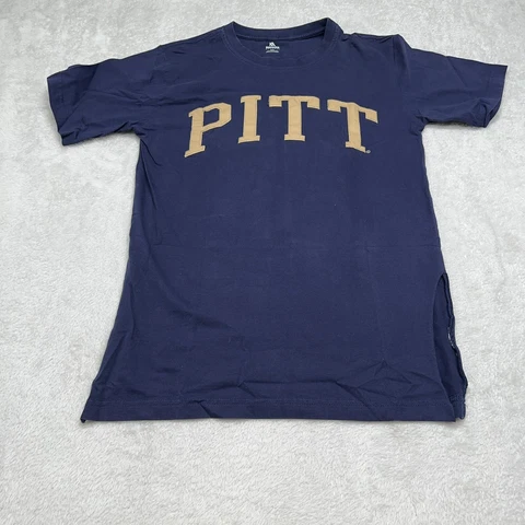 Pitt Panthers Shirt Adult Medium M Blue Embroidered Logo Destroyed Crew Neck Cover
