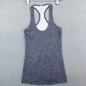 Lululemon Tank Top Womens 4 Cool Racerback Freckle Flower Black White Light Luon - Picture 1 of 9