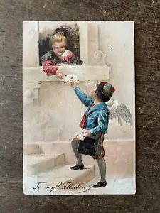 1907 PFB Kunst Postkarte 6217 To My Valentine geprägt Cherub Lieferung Valentinstag - Bild 1 von 2