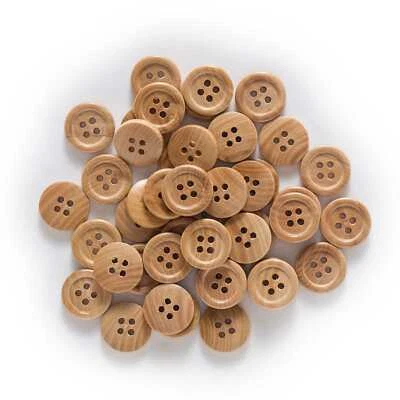 4 Hole Solid Wood Buttons for Sewing Scrapbook Clothing Crafts Gift 10-25mm - Image 1 of 3