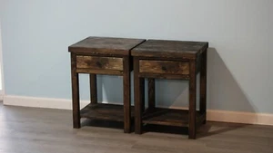 Dark Walnut Farmhouse-style Nightstand with Drawer & Shelf/ Cabin-style - Picture 1 of 4