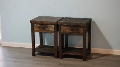 Dark Walnut Farmhouse-style Nightstand with Drawer & Shelf/ Cabin-style - Image 1 of 4