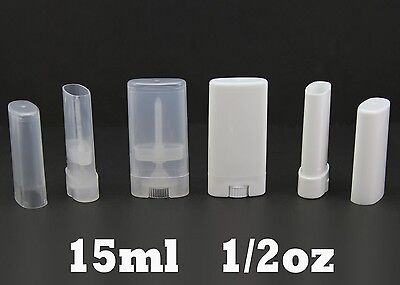 Clear / White Empty Oval Flat Tubes Deodorant Lip Balm Containers 15g • 152.09€