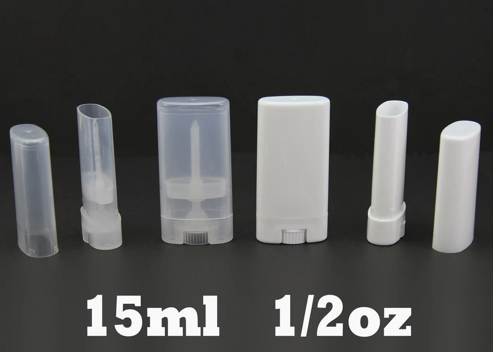 Clear / White Empty Oval Flat Tubes Deodorant Lip Balm Containers 15g - Image 1 of 4