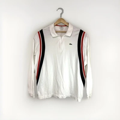 Lacoste Sports Men’s Pull Over 1/4 Zip Long Sleeve Polo Shirt 3XL White Red Blk - Image 1 of 4