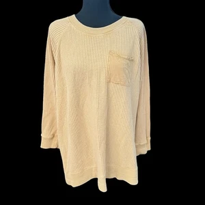 Soft Surroundings Waffle Knit Tunic Top Long Sleeve Pocket Slit Hem size 2X - Picture 1 of 7