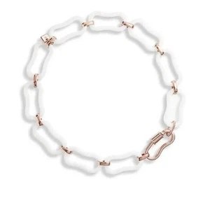 Open Edit Damen Karabiner Halsband Halskette in Weiß/Roségold UVP 29 $ - Bild 1 von 1