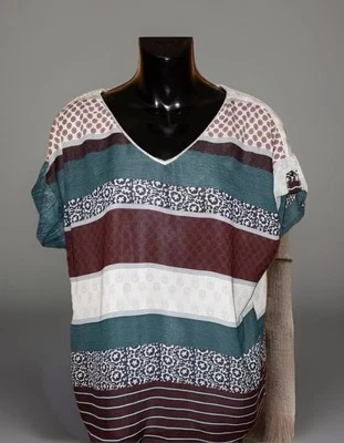 Soggy Paris Bohemian Chiffon Overlay Blouse, Burgundy/green, Size T2 - Image 1 of 4