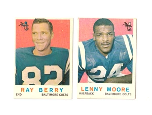 1959 Topps Football Lenny Moore #100 & Ray Berry #55 Baltimore Colts Ex+ - Picture 1 of 2