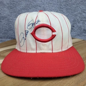 De colección Cincinnati Reds Sombrero Gorra Snap Blanco Rojo Pin Rayas Pete Rose Firma  - Imagen 1 de 10