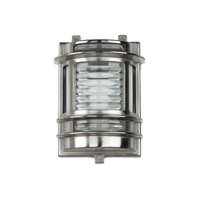 Maritime Außen Leuchte Riffelglas echtes Messing IP64 Wand Lampe Haus Balkon - Bild 1 von 4