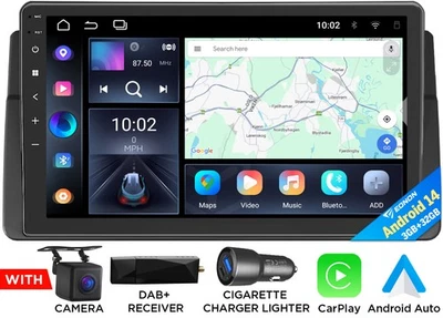 CAM+DAB+ 9"Android 14 E46X7 Autoradio Navi CarPlay Für BMW E46 3er 318i 320d 325 - Bild 1 von 4