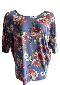 Agnes & Dora  Floral Top 3/4 Sleeve  Size XL Blue - Picture 1 of 11