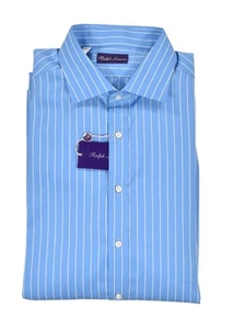 Camisa de Vestir Ralph Lauren Etiqueta Púrpura Azul Algodón Rayas XXL Nueva $395 - Imagen 1 de 2