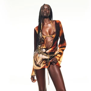 Mini Vestido ROBERTO CAVALLI SKIMS Manga Larga Estampado Tigre XXS NUEVO CON ETIQUETAS ENVÍO RÁPIDO - Imagen 1 de 1