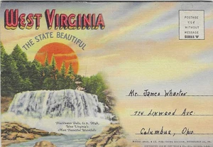 Vintage Linen West Virginia State Beautiful Postcard Souvenir Foldout Folder - Picture 1 of 10