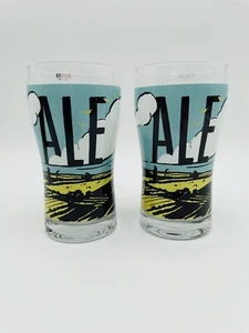 Neu Crate & Barrel Pint Ale Gläser 20 oz Krosno Glas Polen Landschaft Szene - Bild 1 von 8