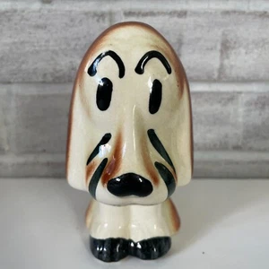 Vintage Keramik Welpe Hund Figur Trauriger Hund Hund Keramik Creme Braun 6" MCM - Bild 1 von 6