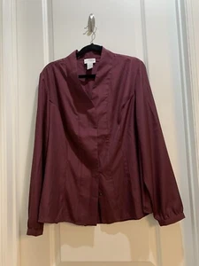 Soft Surroundings Burgunder Button Down Hemd XL VNeck Langarm - Bild 1 von 6