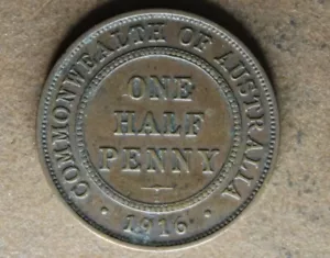 * 1916i HALFPENNY NICER VF OR BETTER CIRCULATED PREDECIMAL BROWN #ACE03 - Picture 1 of 8