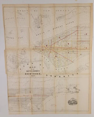 Antique 1858 Hayward Valentine Map of the City & County of New York Manhattan NY - Image 1 of 4