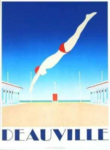 Deauville by Razzia Art Print French Vintage Advertising 1982 Poster Diver Swim - Picture 1 of 2