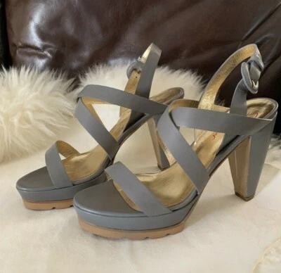 Walter Steiger Sandalias Tacones Correa Gris $850 Talla 40 Foto 1 de 4