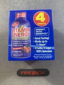 Vitamin Energy B12 14,000% Açaí Pomegranate Energy Drink Shots 4) 1.93oz Bottles - Picture 1 of 6