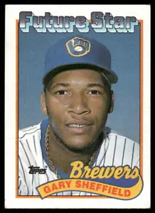 1989 Topps #343a Gary Sheffield Larger gap between hat and Future Stars header - Picture 1 of 2