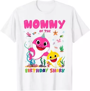 Funny Mommy Of The Birthday Family Shark Birthday Boy Girl T-Shirt - Picture 1 of 4